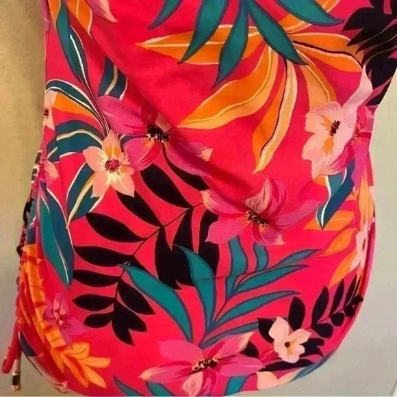Croft & Barrow pink floral bathing suite top or tankini ruched sides size small - Picture 10 of 14